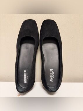 Angulus BALLERINA Black Suede Leather Flat Ballet Shoe Women’s EU 37 US 6.5 UK 4